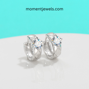 Elegant Platinum Plated 925 <b>Sterling</b> <b>Silver</b> Moissanite Earrings for Women Geometric Shiny Moissanite Drop <b>Hoop</b> Earrings Romantic - Product Image 4