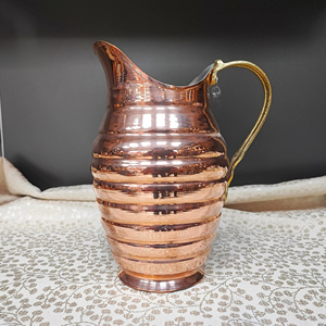 Vintage Copper Pitcher With Gold Handle Metal Water <b>Jug</b> For <b>Drinks</b> Party Use Durable Design - Product Image 3
