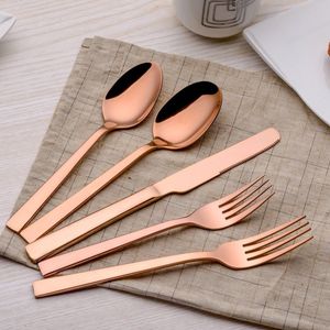 Ensemble de couverts en acier inoxydable durable miroir or rose, inspiré du glamour, pour banquets de luxe - Product Image 5
