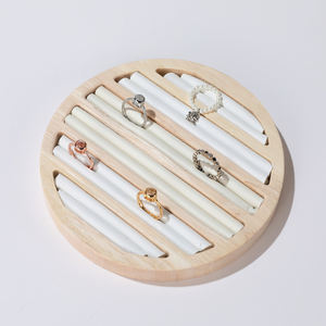 Hot Sale Wholesale Custom Logo Eco-friendly Flannel Ring Bamboo Wooden Tray <b>Jewelry</b> Earring Display Stand <b>Jewelry</b> Rack - Product Image 4