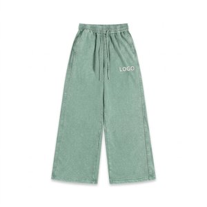 Custom Men's 320 GSM 100% Cotton Vintage Wash Oversized Sweat <b>Pants</b> With Screen Artwork Detail Streetwear Fashion - Product Image 2