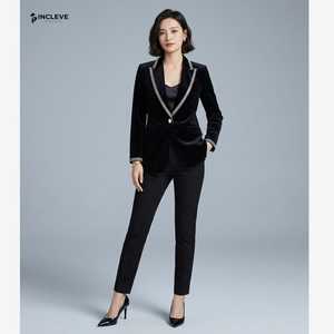 Luxury Black Velvet Blazer with <b>Rhinestone</b> Trim – Women’s Formal Party <b>Jacket</b>, Elegant Evening Blazer, Designer - Product Image 3