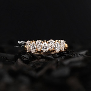 แหวนเพชรทรงหยดน้ำทองคำแท้ 18K 10K สำหรับผู้หญิงจาก KIRTI JEWELRY  ได้รับการรับรองจาก GIA แหวนหมั้นแบบคลาสสิกจากอินเดีย - Product Image 1
