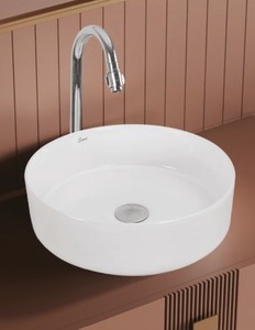 HOT SELLING LINUM CERAMIC MODERN <b>TABLE</b> TOP CAMRY ECO-FRIENDLY HOSPITAL COUNTERTOP SINK OVAL SHAPE 365X365X120mm DIMENSIONS - Product Image 2
