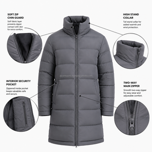 Manteau matelassé mi-long pour homme, veste d'hiver à col montant, rembourrage thermique, tenue décontractée d'extérieur, commande en gros, fabricant - Product Image 6