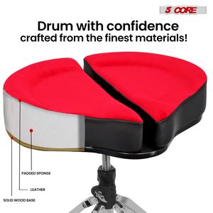 Sgabello per Batteria da 5 Pollici Imbottito con Supporto Lombare Diviso e 4 Gambe, Capacità 200 Kg - Product Image 6