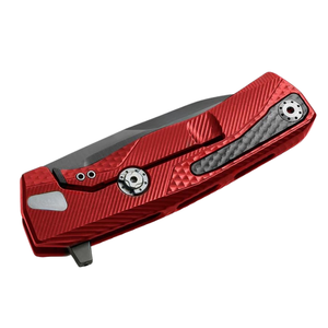 Navajas Plegables Rojas con Hoja Recubierta de Negro y Mango con Diseño Geométrico, Clip de Bolsillo para Camping, Viajes y Uso en Exteriores - Product Image 5