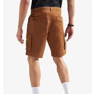 Shorts cargo marron pour homme, taille mi-haute, en toile, décontractés, respirants, avec poches, fermeture boutonnée, couleur unie, longueur Bermuda - Product Image 1