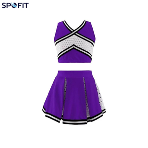 Ensemble d'uniformes de cheerleading sans manches en polyester 100% imprimé par transfert thermique personnalisé pour femmes adultes - Product Image 2