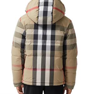 Men's Plaid Puffer Jacket Hooded Zipper Closure Windproof Casual Winter Thick Polyester Wadding Regular Fit - Product Image 5
