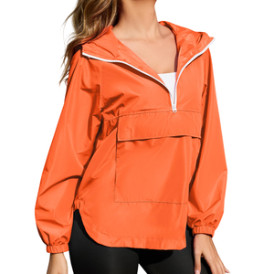 Chaquetas cortavientos personalizadas para mujer con media cremallera, diseño de colores elegante y material ligero para mayor comodidad. - Product Image 4