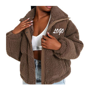 Best Design Women's Sherpa <b>Jacket</b> High Quality Sheep Skin Leather Printed Button Fleece Fur Collar Women's <b>Jackets</b> - Product Image 4