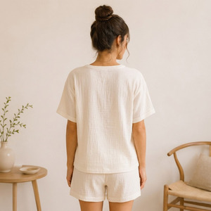 Ensembles de vêtements de détente pour femmes, tissu tissé en gaze de coton, ensemble de pyjama respirant, vêtements de nuit pour femmes - Product Image 2
