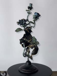 Escultura de Hierro Forjado Khang Hung Phat, Base Redonda Pintada, Adorno Decorativo Elegante para el Hogar o Jardín, Accesorios para Cercas, Naturaleza - Product Image 4