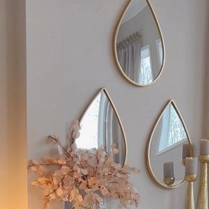 <b>Large</b> Glam Teardrop Wall Mirror Set of 3 Hanging Decorative Mirrors Gold <b>Black</b> <b>Framed</b> Pendant Mirrors for Living Room Bedroom - Product Image 4