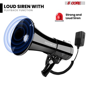 5 Core Megaphone Bullhorn 50W <b>Speaker</b> w Handheld Mic Shoulder Strap Loud Clear Audio - Product Image 3