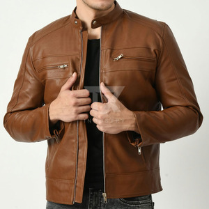 Top Quality <b>Men's</b> Black Genuine <b>Leather</b> <b>Jacket</b> – Fashion Casual Zipper Motorcycle Biker <b>Jacket</b> for <b>Men</b> - Product Image 3