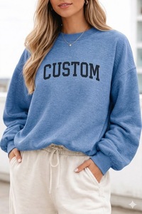 Sweat-shirt à col montant pour femme, imprimé et brodé sur mesure, en molleton polyester/coton, coupe oversize, hiver, écologique, logo frontal - Product Image 6