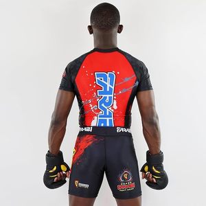 เสื้อรัดกล้ามเนื้อแขนสั้นสำหรับ MMA BJJ ยี่ห้อ Farabi แบบขายส่ง แห้งเร็ว ยืดหยุ่นได้ดี เหมาะสำหรับกีฬาต่อสู้ มวยไทย พร้อมโลโก้ด้านหน้า - Product Image 5