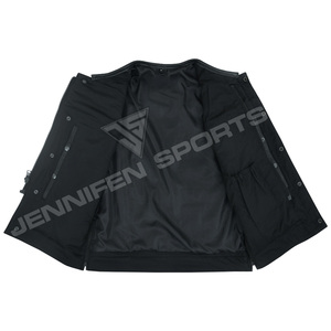 Gilet de moto en cuir véritable pour homme, coupe diamant, fermeture éclair, plusieurs poches, doublure intérieure en polyester - Product Image 6