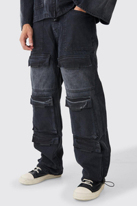 Jeans unisexe en denim délavé coupe large, style urbain vintage, 100% coton, séchage rapide, idéal pour l'hiver – Vente en gros - Product Image 6