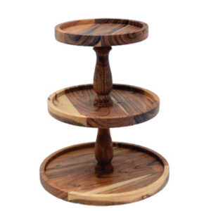 3 <b>Tier</b> Acacia Wooden <b>Cake</b> Stand Round Cupcake Holder Dessert Display Tray Rustic Wood Serving Platter for Wedding Party Stand - Product Image 1