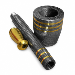 Jexmoo Pipa de Fumar Reutilizable de Acero de Damasco de Lujo Hecha a Mano con Funda de Cuero, Regalo para Papá, Esposo, Novio - Product Image 5