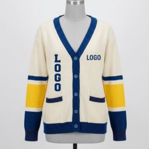 Cárdigan personalizado del Día del Partido de los Michigan Wolverines, unisex, blanco, estilo universitario, de manga larga, para el club de fútbol americano. - Product Image 1