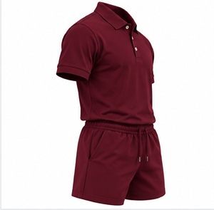Conjunto de Pantalones Cortos Polo para Hombre Index Apparel, Color Sólido, Transpirable, Ropa Casual, Manga Corta, Tejido de Poliéster - Product Image 3