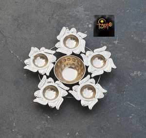 Top Trendy <b>Gold</b> Floral Diya Urli Platter Christmas Home Decoration Handmade Metal <b>Tea</b> <b>Light</b> <b>Holder</b> Decorative Pooja Rajasthan - Product Image 1