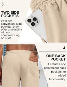 Men's Moisture-Wicking <b>Stretch</b> Chino <b>Shorts</b> Front Custom Logo Button Fly Casual Mid Waist Polyester Summer Wear - Product Image 3