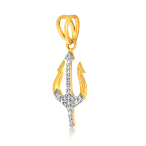 Colgante de oro de lujo inspirado en un ancla con diamantes cultivados en laboratorio de corte brillante redondo y detalles pavé para mujer - Product Image 2
