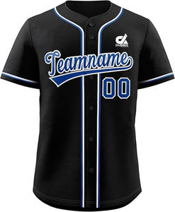 Camiseta de Béisbol Personalizada Negra y Dorada para Hombre, Uniforme de Equipo con Botones, Camisa Deportiva Transpirable de Poliéster, Nombre y Número Personalizados OEM - Product Image 1
