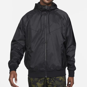 Men's Black Polyester Hooded Windproof Zipper Closure Casual Regular Fit Autumn wear <b>Coach</b> Jacket Is Available For Online Sale - Product Image 1
