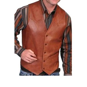 Chaleco de cuero transpirable con cuello de pico para hombre, chaleco de estilo occidental de un solo pecho, chaqueta de motociclista para invierno para uso en discoteca - Product Image 1