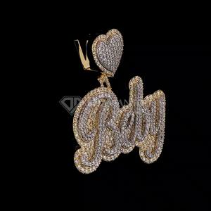 Pendentif Bébé en Argent Sterling 925 avec Diamant de Laboratoire, Breloque Cœur Glacé, Collier Pendentif Hip Hop Personnalisé - Product Image 4