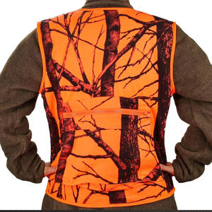 Chaleco de Caza sin Mangas para Hombre, Color Naranja y Negro, Estampado de Árboles, Transpirable, de Poliéster, para Otoño - Product Image 2