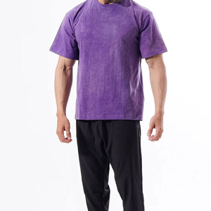 Camiseta Casual de Manga Corta para Hombre, Color Morado Sólido, Cuello Redondo, Corte Regular, 100% Algodón Jersey, Transpirable - Product Image 3