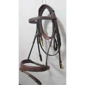 Bridon d'entraînement en cuir marron de qualité supérieure avec frontale et muserolle rembourrées, durable et confortable, pour l'entraînement, les concours et les compétitions. - Product Image 2