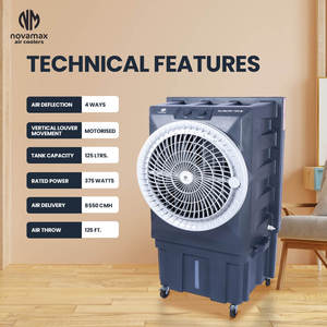 Refroidisseur d'air RAMBO 125 LTR avec AUTO-SWING (ALU) à grande capacité, avec grand réservoir d'eau et trois vitesses de ventilateur pour le jardin - Product Image 2