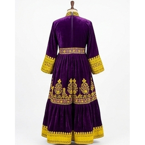 Vestido Afgano Tradicional de Terciopelo Morado Hecho a Mano, Vestido de Verano de Alta Calidad en Viscosa y Seda, Ropa Femenina, Vestido Kuchi Afgano - Product Image 2