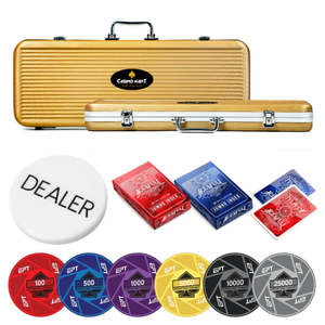 Juego de Fichas de Póker EPT de 300/500 Piezas con 10/20 Placas de 40/45/50 mm, Cerámicas, 10/14/17 g, Incluye Bandeja - Product Image 1