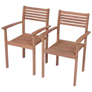 Set di 2 Sedie da Giardino in Legno Teak Antracite e Poliestere - Product Image 3