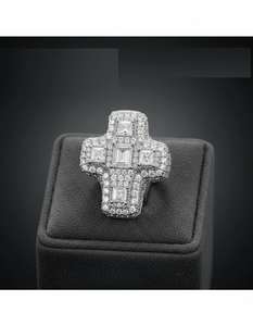 Luxury Hip Hop Cross <b>Ring</b> for Men, Iced Out Diamond Look in 925 Sterling <b>Silver</b> or Gold Finish, Religious <b>Statement</b> <b>Ring</b> Gift - Product Image 3