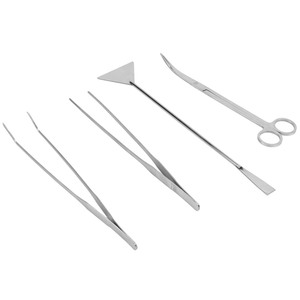 Juego de herramientas de acuicultura de acero inoxidable plateado de alta resistencia: tijeras para podar plantas vivas de acuario, pinzas y limpiador de acuarios. - Product Image 1
