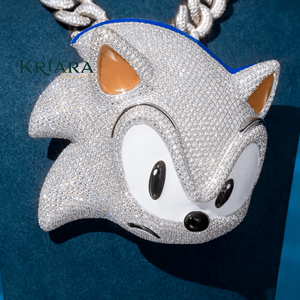 Pendentif Sonic The Hedgehog en moissanite, argent 925, thème dessin animé, charme de luxe, cadeau unisexe, bijoux - Product Image 1