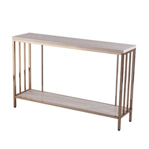 Durable Iron Frame Rock Slab Top Foldable Console <b>Table</b> <b>Slim</b> Profile Space Saving Furniture for Apartments - Product Image 3