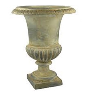 Urne de jardin vintage en métal avec finition émaillée, pot de fleurs extérieur pour la plantation de verdure et de fleurs, décoration de style antique - Product Image 2