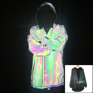 Conjunto de Ropa Deportiva Casual de Otoño para Hombre, Chaqueta con Capucha Reflectante de Alta Visibilidad con Estampado de Malla, Cortavientos, Ropa de Calle - Product Image 3