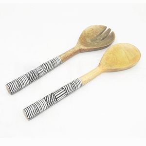 Wooden Salad Serving Set <b>Spoon</b> and Fork Natural Finish Kitchen Serveware Dining <b>Table</b> Utensils for Home Catering Use - Product Image 1